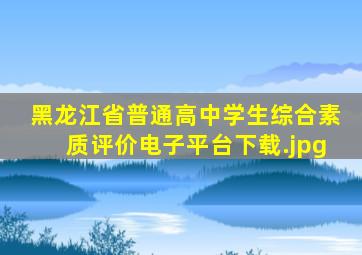 黑龙江省普通高中学生综合素质评价电子平台下载